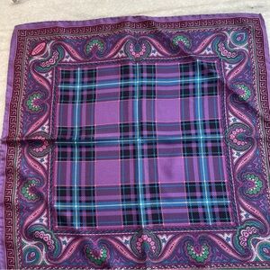 VIntage Atelier Versace 100% Silk Scarf Plaid Purple 16"